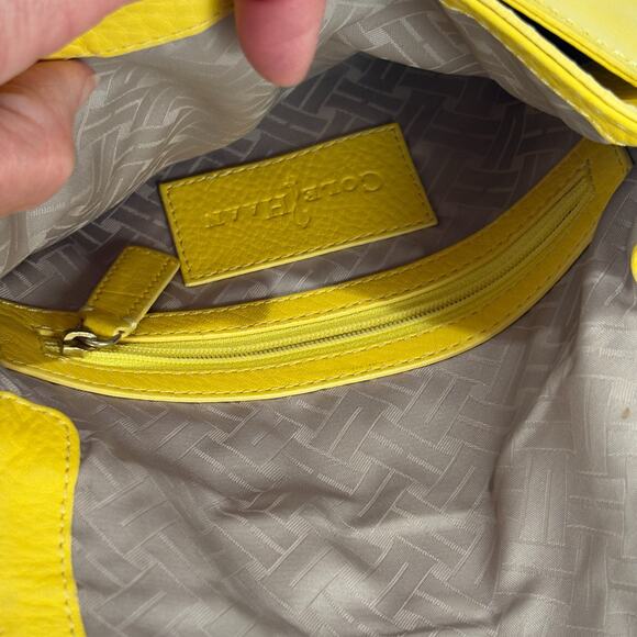Cole Haan Yellow Pebble Leather Crossbody Bag Swingpack Adjustable Strap Handbag - Picture 8 of 9